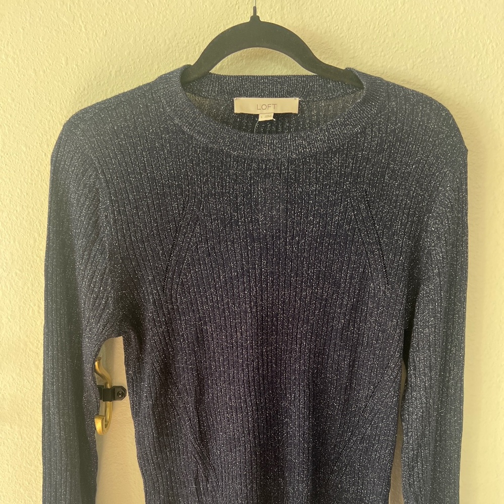 Loft navy and silver ribbed shirt